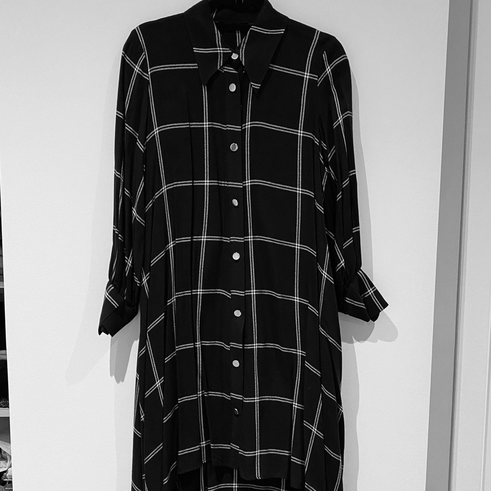 Zara Black and White Plaid Tunic / Shirt Dress